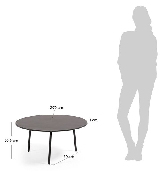 Czarny stolik Kave Home Ulrich, ⌀ 70 cm