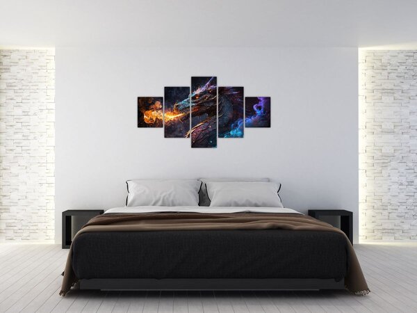 Obraz - Smok plujący płomieniami (125x70 cm)