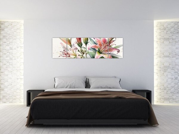 Obraz - Lilie, ilustracje (170x50 cm)
