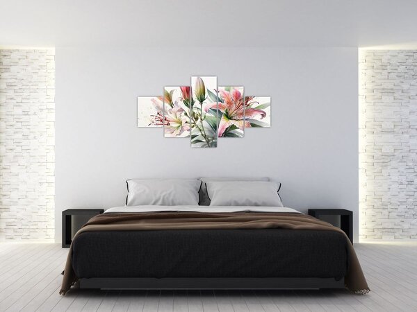 Obraz - Lilie, ilustracje (125x70 cm)
