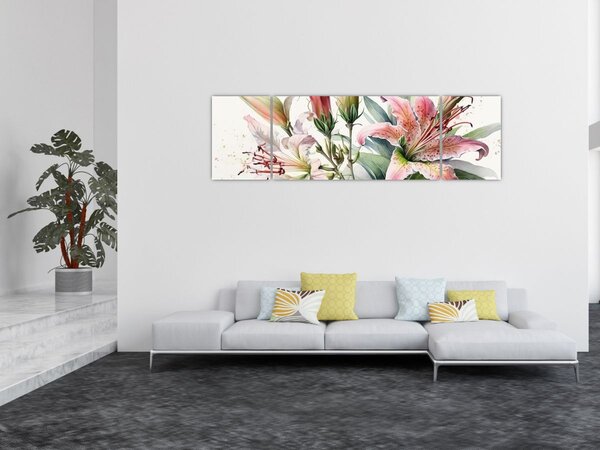 Obraz - Lilie, ilustracje (170x50 cm)
