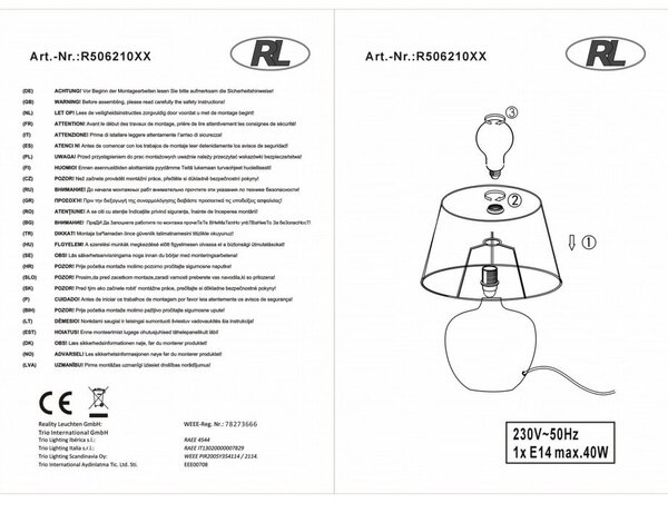 Czarna lampa stołowa z ceramiki i tkaniny Reality Luxor, wys. 26 cm