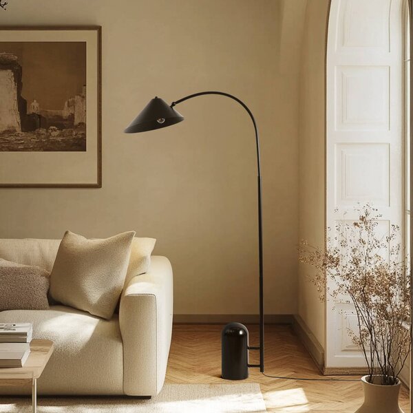 Lampa stojąca Alviero Lucande, czarny, salon / jadalnia, metal, vintage