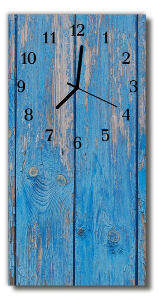 Zegar Szklany Pionowy Drewno malowany niebieski