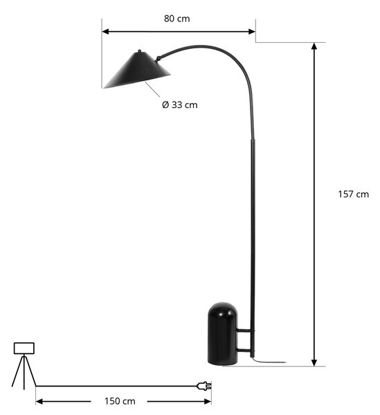 Lampa stojąca Alviero Lucande, czarny, salon / jadalnia, metal, vintage