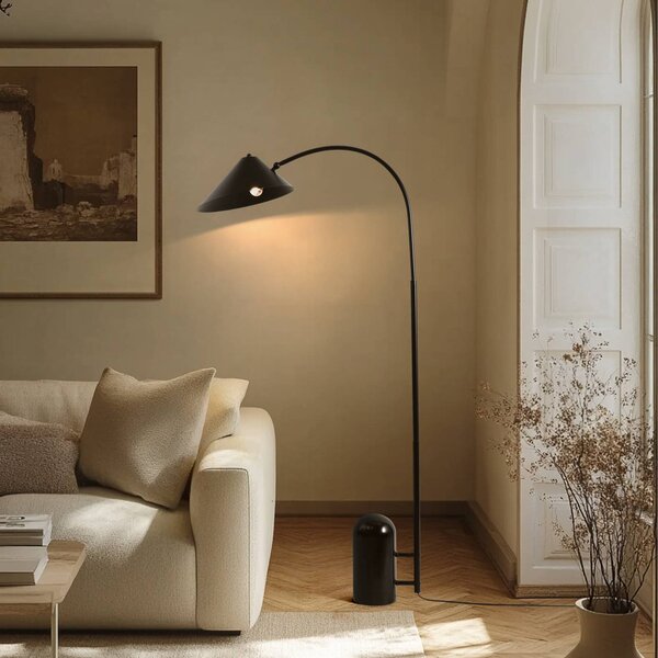 Lampa stojąca Alviero Lucande, czarny, salon / jadalnia, metal, vintage