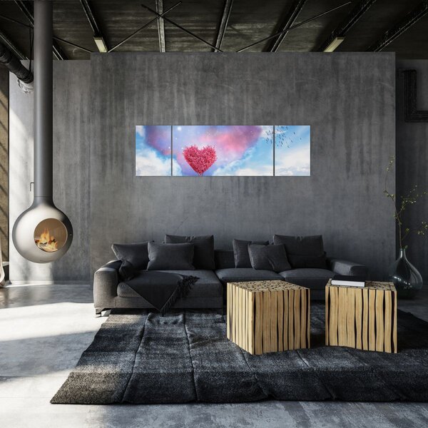 Obraz - Drzewo z różowym sercem (170x50 cm)
