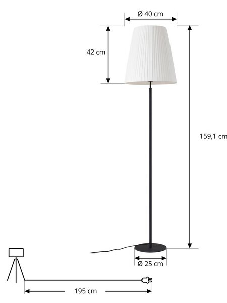 Lampa stojąca Virelle Lindby, biały / opal, salon / jadalnia, tkanina / materiał / jedwab, nowoczesny