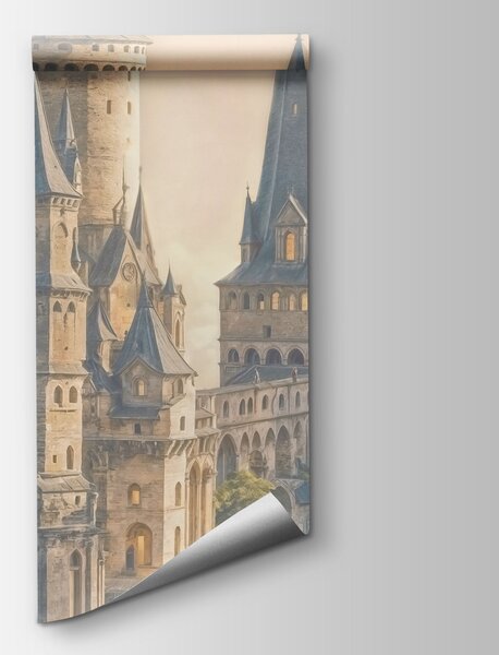 Fototapeta Zamek na wzgórzu w otoczeniu chmur, Fototapety Natura, Popularne Fototapety, t00893 - Tapeko.pl