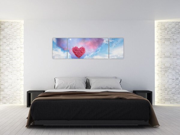 Obraz - Drzewo z różowym sercem (170x50 cm)
