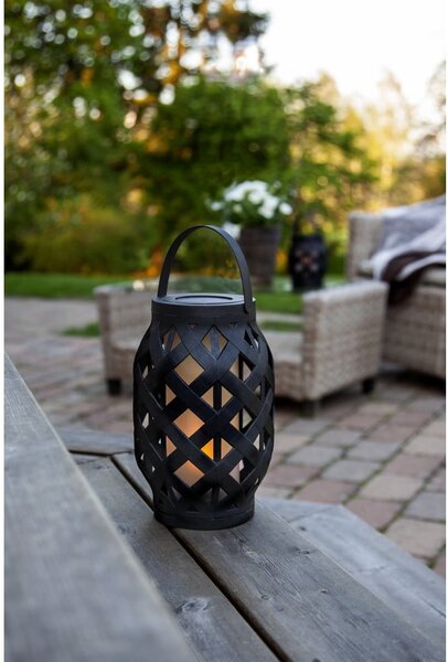 Czarny lampion Star Trading Flame Lantern, wys. 23 cm
