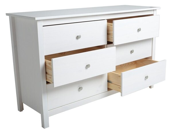 Biała niska komoda z litego drewna sosnowego 130x80 cm Berna – Marckeric