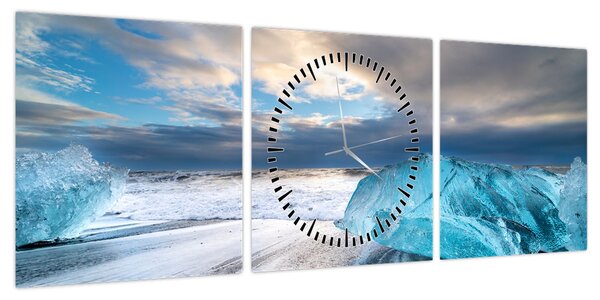 Obraz - Diamond Beach (z zegarem) (90x30 cm)