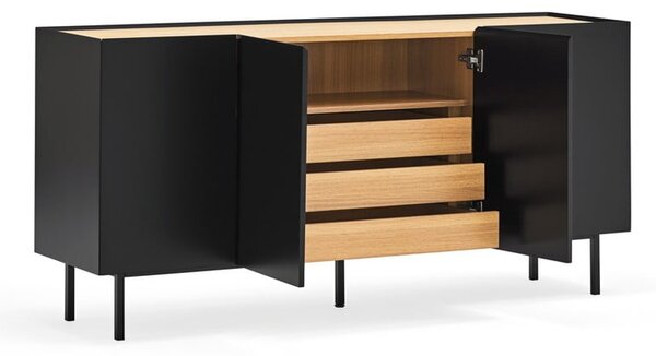 Czarna niska komoda w dekorze dębu 165x78 cm Arista – Teulat