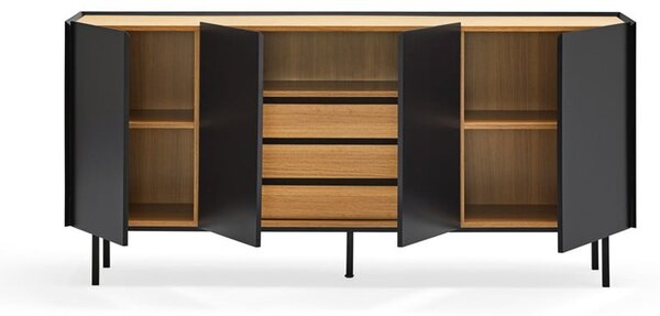 Czarna niska komoda w dekorze dębu 165x78 cm Arista – Teulat