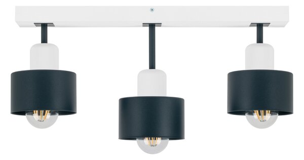 Antracytowo-biała lampa sufitowa, trzypunktowy spot DAN50x7WE z drewna