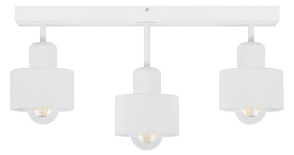 Biała lampa sufitowa, trzypunktowy spot DWE50x7WE z drewna i metalu E2