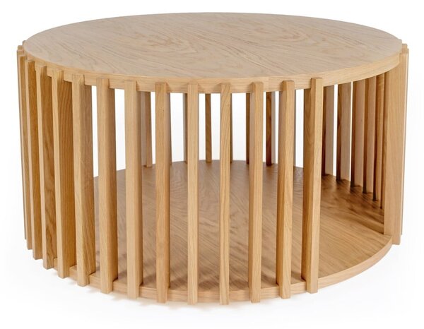 Stolik z drewna dębowego Woodman Drum, ø 83 cm