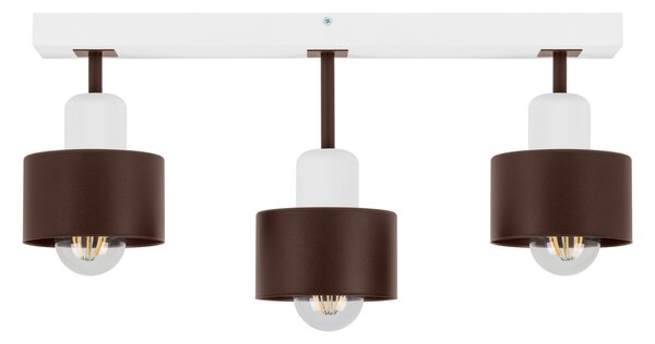 Brązowo-biała lampa sufitowa, trzypunktowy spot DBR50x7WE z drewna i m