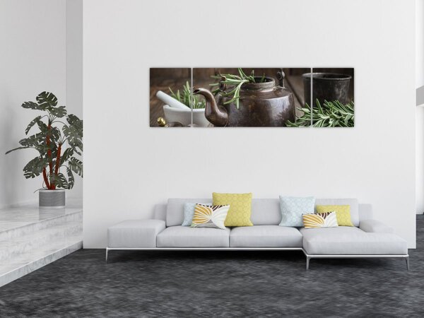 Obraz - Czajniczek z rozmarynem (170x50 cm)