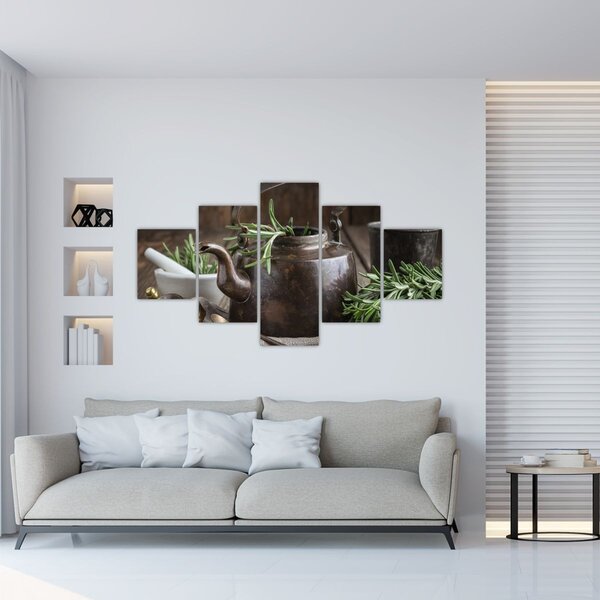 Obraz - Czajniczek z rozmarynem (125x70 cm)