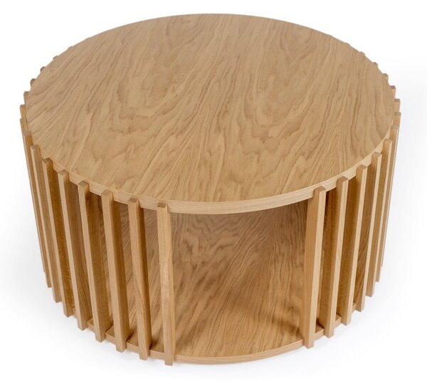 Stolik z drewna dębowego Woodman Drum, ø 83 cm
