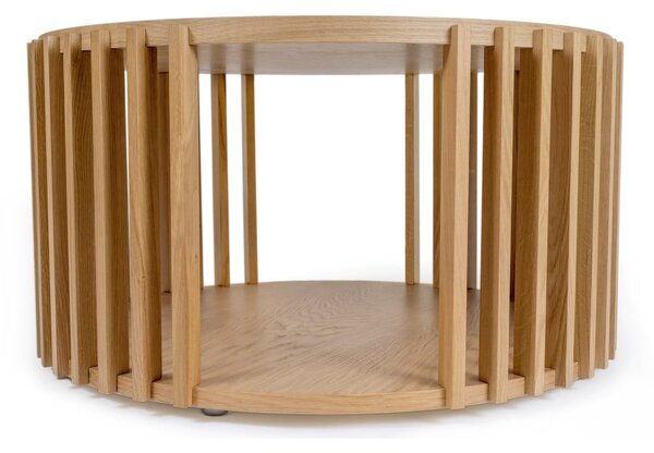 Stolik z drewna dębowego Woodman Drum, ø 83 cm