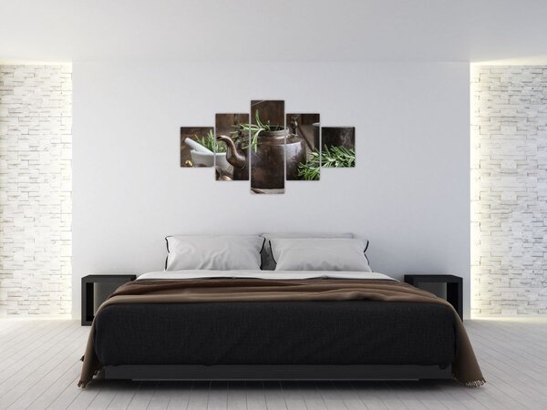 Obraz - Czajniczek z rozmarynem (125x70 cm)