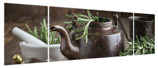 Obraz - Czajniczek z rozmarynem (170x50 cm)