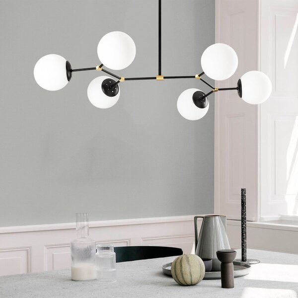 Czarno-biała lampa wisząca ze szklanym kloszem Damar – Opviq lights