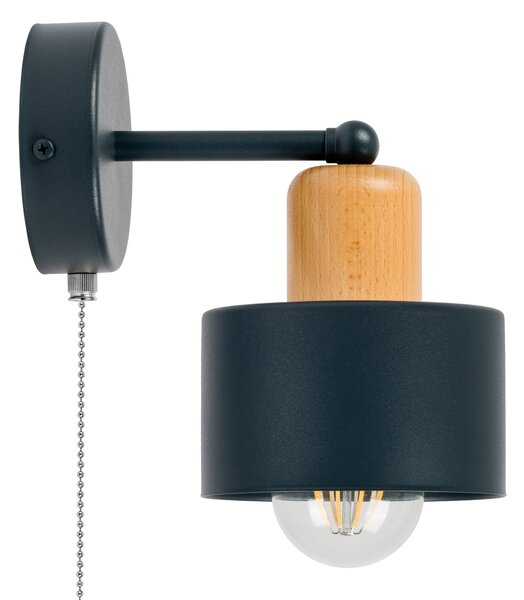 Antracytowy kinkiet LED SHWD-BU1010AN jednopunktowy z metalu i drewna
