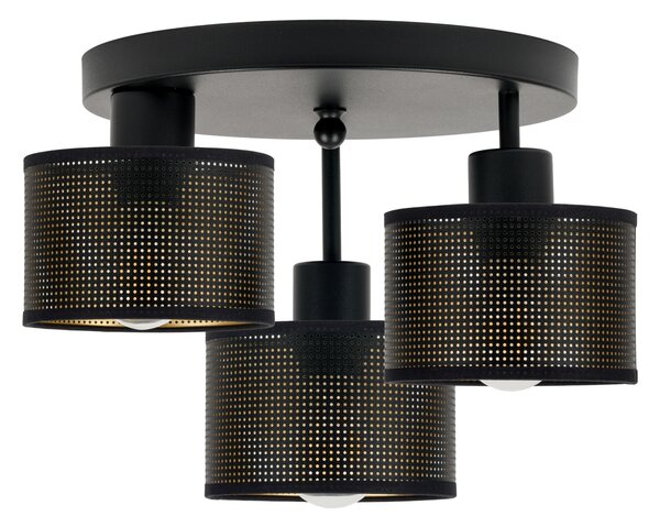 Lampa sufitowa czarna trzypunktowa z czarnymi abażurami B-3030SC-SC E2