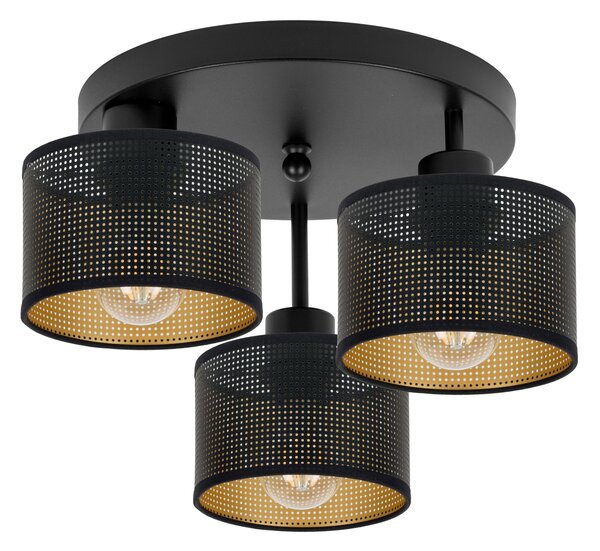 Lampa sufitowa czarna trzypunktowa z czarnymi abażurami B-3030SC-SC E2