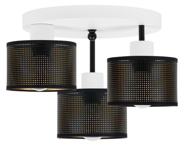 Lampa sufitowa biała trzypunktowa z czarnymi abażurami B-3030WE-SC E27
