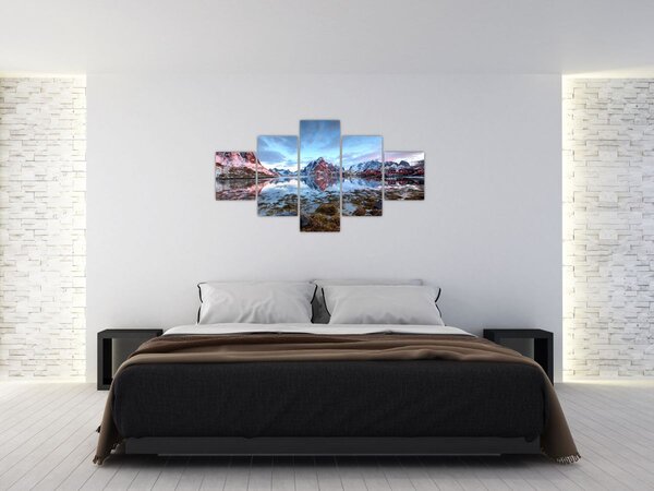 Obraz - Wschód słońca nad Reine (125x70 cm)