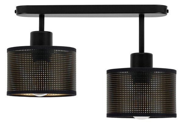 Lampa sufitowa czarna dwupunktowa z czarnymi abażurami B-3306SC-SC E27