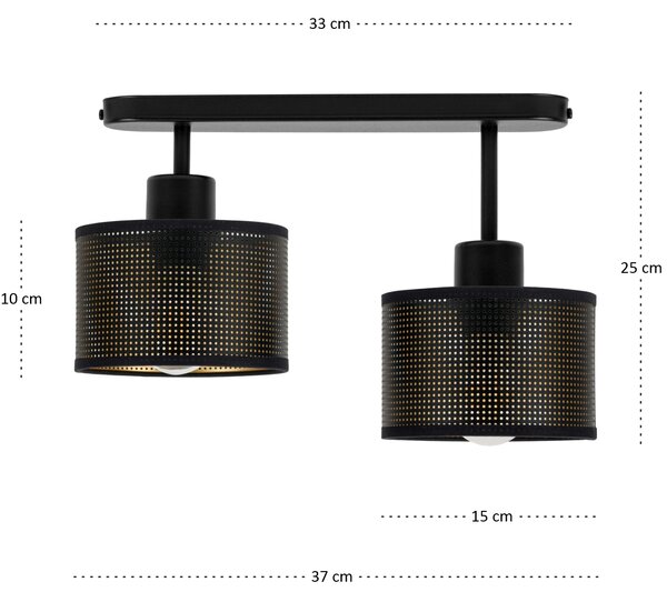 Lampa sufitowa czarna dwupunktowa z czarnymi abażurami B-3306SC-SC E27