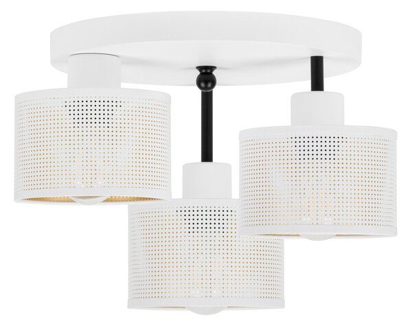 Lampa sufitowa biała trzypunktowa z białymi abażurami B-3030WE-WE E27