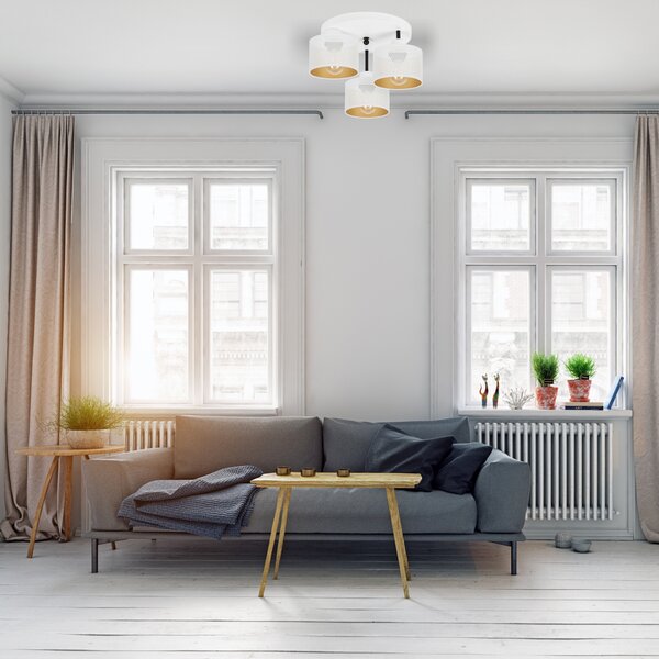 Lampa sufitowa biała trzypunktowa z białymi abażurami B-3030WE-WE E27