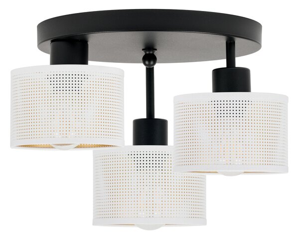 Lampa sufitowa czarna trzypunktowa z białymi abażurami B-3030SC-WE E27
