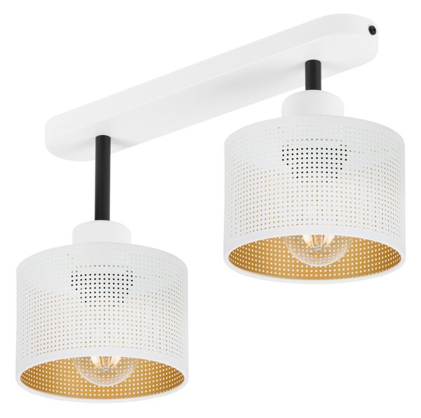 Lampa sufitowa biała dwupunktowa z białymi abażurami B-3306WE-WE E27
