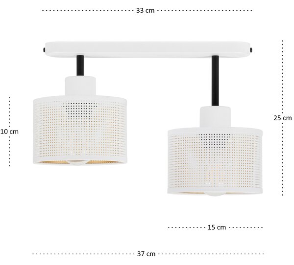 Lampa sufitowa biała dwupunktowa z białymi abażurami B-3306WE-WE E27