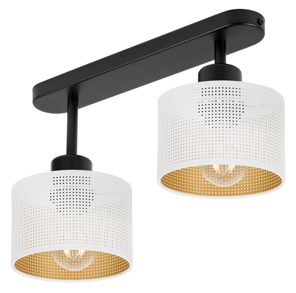 Lampa sufitowa czarna dwupunktowa z białymi abażurami B-3306SC-WE E27