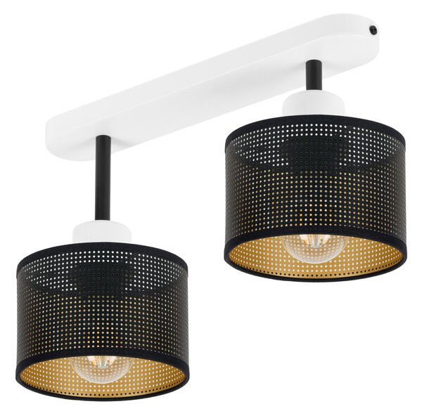 Lampa sufitowa biała dwupunktowa z czarnymi abażurami B-3306WE-SC E27