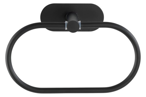 Matowy czarny ścienny uchwyt na ręczniki ze stali nierdzewnej Wenko Orea Ring Turbo-Loc®