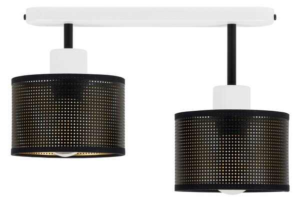 Lampa sufitowa biała dwupunktowa z czarnymi abażurami B-3306WE-SC E27