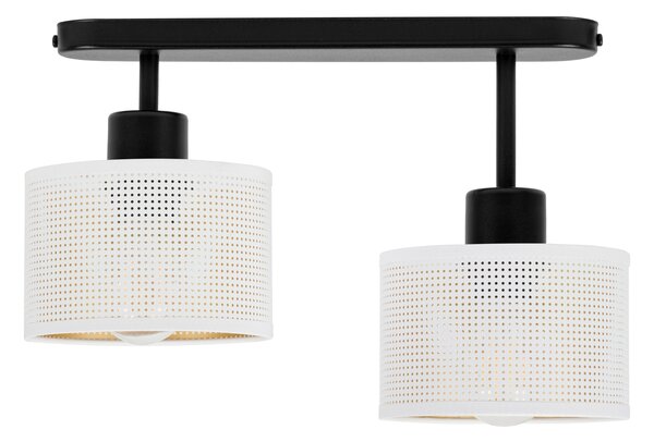 Lampa sufitowa czarna dwupunktowa z białymi abażurami B-3306SC-WE E27