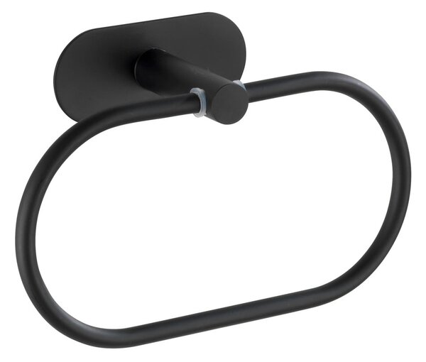 Matowy czarny ścienny uchwyt na ręczniki ze stali nierdzewnej Wenko Orea Ring Turbo-Loc®