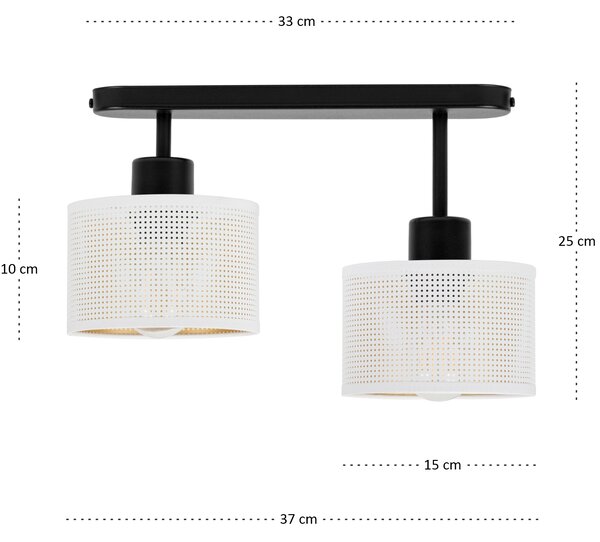 Lampa sufitowa czarna dwupunktowa z białymi abażurami B-3306SC-WE E27