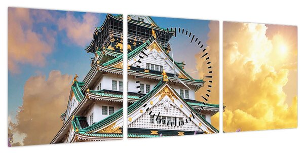 Obraz - Zamek Osaka (z zegarem) (90x30 cm)